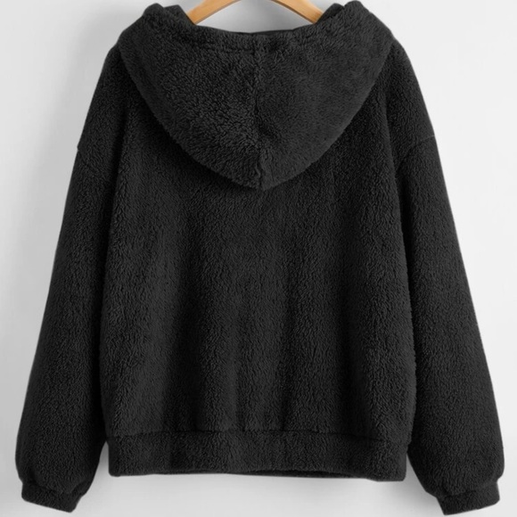 Shein half zip teddy bear hoodie size large 8/10 NWOT - Picture 2 of 3